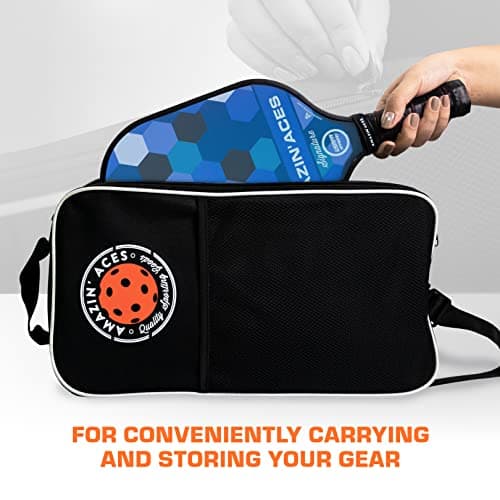 Amazin' Aces Graphite Pickleball Paddles Set - Single, 2 or 4 Paddles, Honeycomb Polymer Core with Comfy Cushion Grip - Varying Accessories Including Pickleballs, Pickleball Bag & Paddle Cover