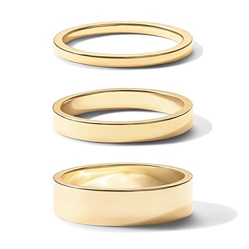 PAVOI 18K Gold Plated 3 Rings Set | Gold Stacking Rings for Women | Stacking Ring Set