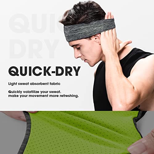 Braylin Men's Headbands, 3-Pack Head Band for Men, Sport Sweatbands for Running Fitness Yoga Cycling, Sweat Wicking Non Slip