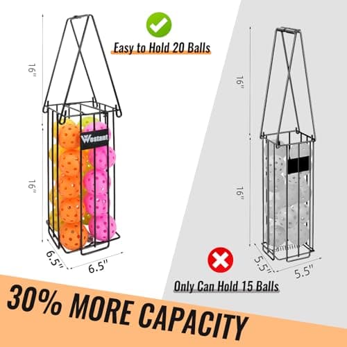 Pickleball Ball Holder Set - Large Capacity Pickleball Hopper with 20 Balls, Must-Have Pickleball Accessories for Pickleball Training, Pickleball Caddy for Pickleball Practice Equipment