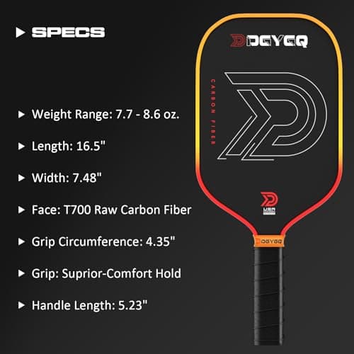 Pickleball Paddles - Professional Carbon Fiber Paddle with Honeycomb Core Pickleball Rackets - Lightweight Precision & Enhanced Shock Absorption for High Spin & Powerful Shots