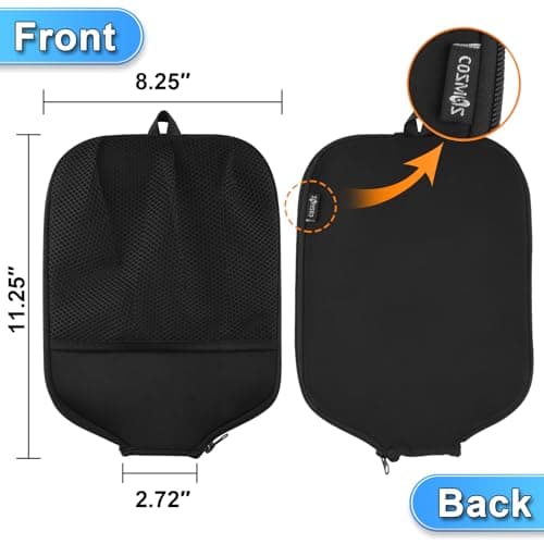 Cosmos 2 Pcs Pickleball Paddle Cover Paddle Case Bag Pickleball Racket Sleeve and Ball Storage Mesh Pocket for Pickle Ball Equipment Accessories Storage & Carrying, with Fence Hook