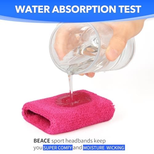 BEACE Sweatbands Sports Wristband for Men & Women - Moisture Wicking Athletic Cotton Terry Cloth Sweatband for Tennis, Basketball, Running, Gym, Working Out