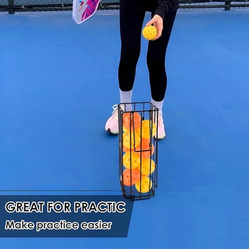Portable Pickleball & Tennis Ball Collector - Pickleball Retriever Basket Carrier Gatherer Picker Hopper Container for Picking and Storage Training Tool for Ball