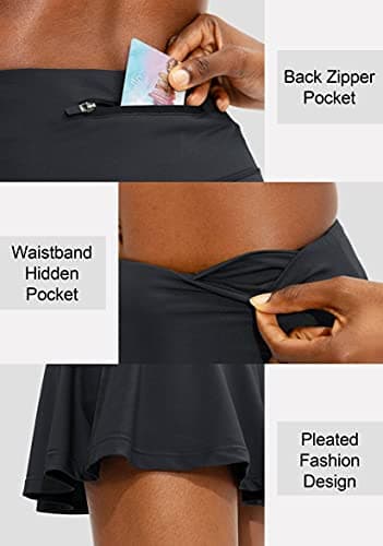 SANTINY Pleated Tennis Skirt for Women with 4 Pockets Women's High Waisted Athletic Golf Skorts Skirts for Running Casual