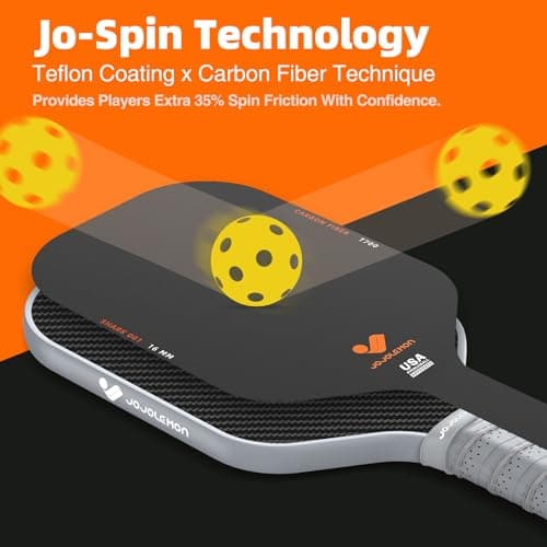 Pickleball Paddles, Carbon Fiber Pickleball Paddle with a 16mm Shark Power Polymer Core, The Pickleball Rackets Designed for Ultimate Spin & Consistency
