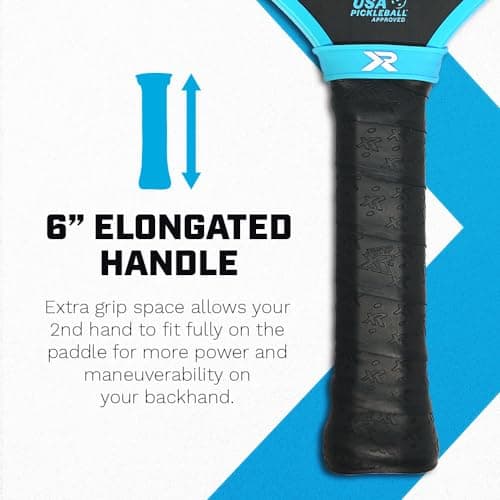 ProXR Zane Navratil Carbon Fiber Pickleball Paddle – Elongated Shape and Handle, Slim 14mm Design, Shock Foam Edge Guard, High Spin Raw Textured Surface, Midweight
