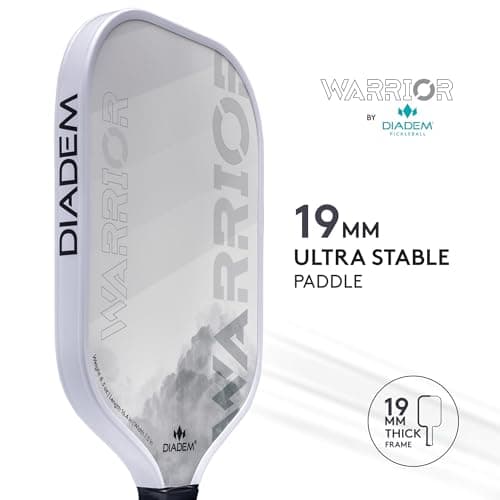 Diadem Warrior Pickleball Paddle | Carbon Fiber Face, 3X L-Core Hybrid Nomex Polymer Honeycomb Core, Grit Paint Surface for Spin, Control and Power | Indoor/Outdoor | USAPA Approved