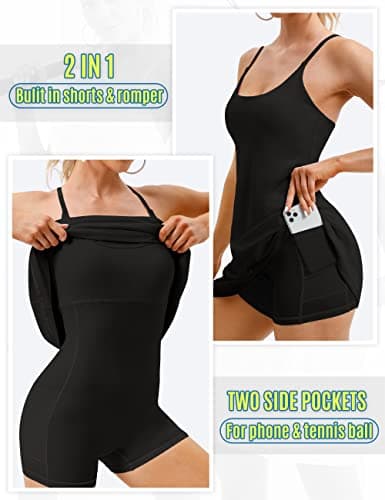 Womens Tennis Dress, Athletic Dress with Built-in Bra & Shorts Pockets Summer Dresses for Women Golf Outfits for Workout