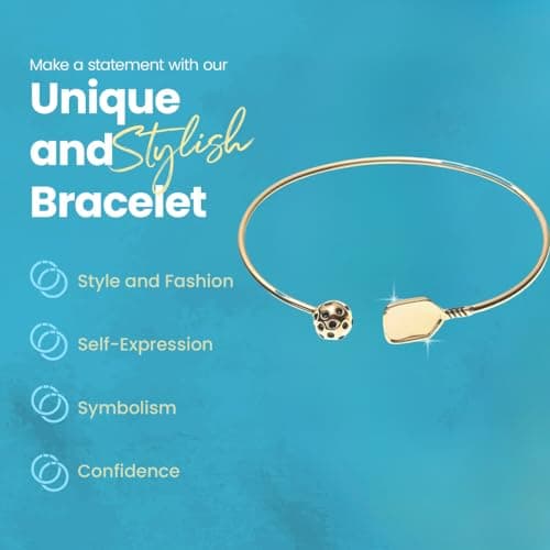 Sportybella Pickleball Bracelet - Women's Pickleball Paddle Cuff Bangle, Gift for Female Players