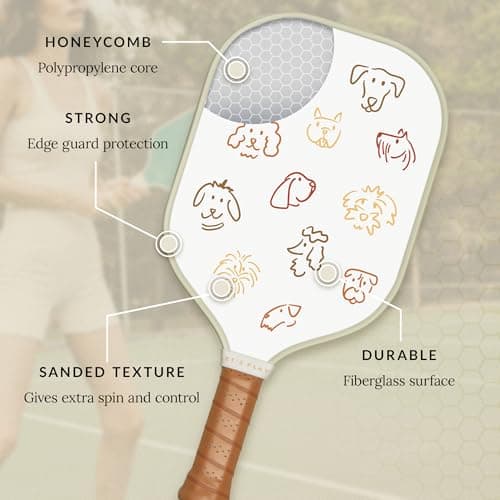 Recess Premium Pickleball Paddle - Strong & Durable Fiberglass Surface, Lightweight, Honeycomb Core & Comfort Grip Handles - Tournament or Casual Play, USAPA Approved