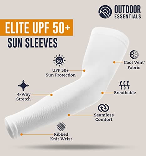 OutdoorEssentials UV Sun Protection Arm Sleeves - Compression Arm Sleeve, UV Arm Sleeves Men, Women - Golf Cooling Sleeves