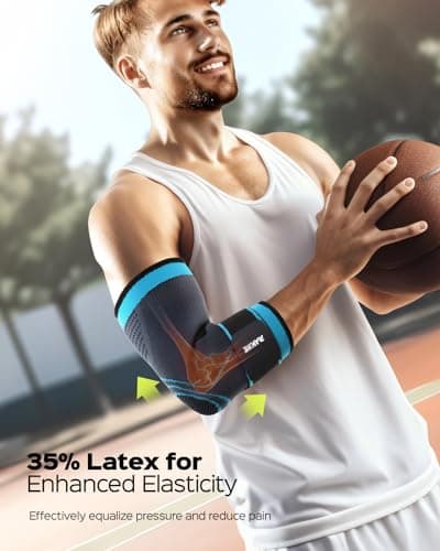 Elbow Compression Sleeve 2 Pack, Elbow Brace for Tendonitis and Tennis Elbow, Pain Relief Elbow Brace for Men & Women, Elbow Sleeve Reduce Joint Pain for Tennis, Golfer, Workouts, Blue (M)