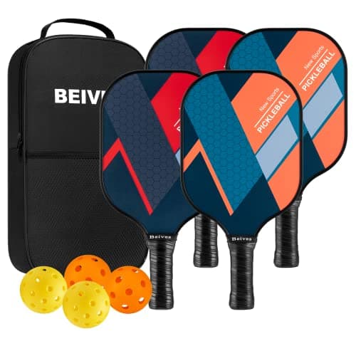 Pickleball Paddles, USAPA Standard Fiberglass Surface Pickleball Paddles Set of 2 or 4 Rackets, Pickleball Set with 4 Pickleball Balls &1 Pickleball Bag, Pickle Ball Paddle Set for Men, Women