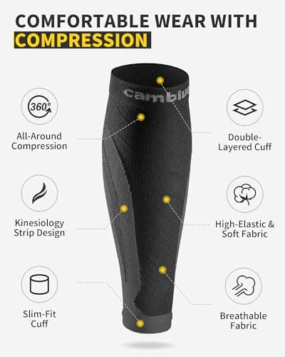 CAMBIVO 3 Pairs Calf Compression Sleeve for Women Men, Leg Support for Shin Splints