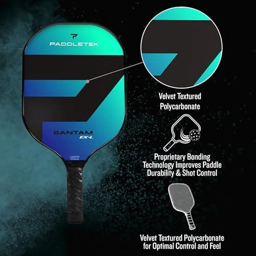 Paddletek Bantam EX-L Pickleball Paddle | Professional Pickleball Paddles with Honeycomb Core, Polycarbonate Surface, Bantom PolyCore & High Tack Performance Grip | USAPA Approved