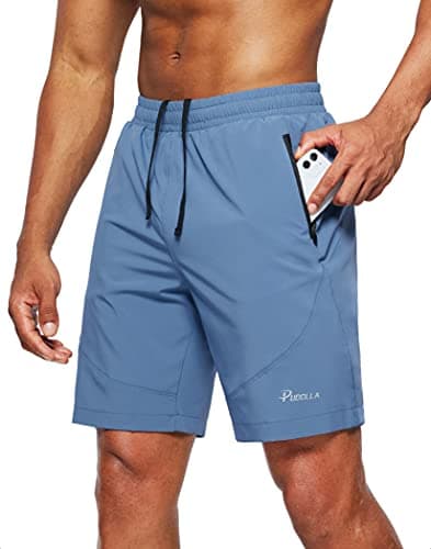 Pudolla Men's Workout Running Shorts 7"/5"/9" Lightweight Gym Athletic Shorts for Men with Zipper Pockets