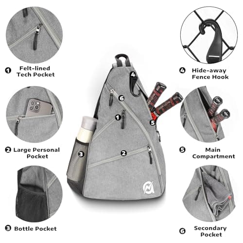 A11N SPORTS Pickleball Bag, Reversible Crossbody Sling Bag/Backpack for Women Men