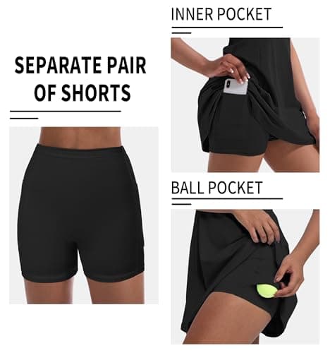Tennis Dress for Women, Tennis Golf Dresses with Built in Shorts and Pockets for Sleeveless Workout Athletic Dresses