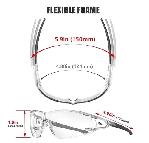 ANSI Z87.1 Anti-Fog Wrap-Around Clear Safety Glasses, Pickleball lab chemistry goggles with Scratch Resistant