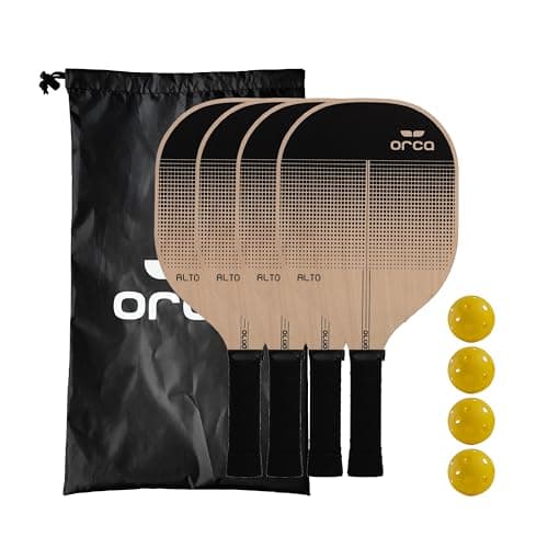 Orca Pickleball Paddles, Sports Series Wood Pickleball Paddle Sets, Pickleball Paddles Starter Set with Pickleballs and Accessories