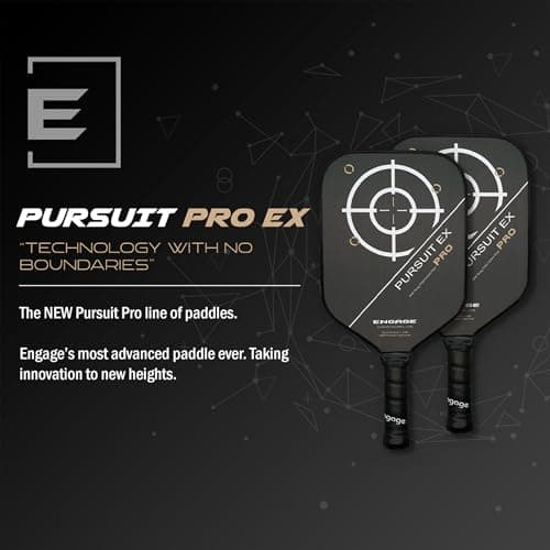 Engage Pursuit Pro EX Pickleball Paddle – Widebody Shape, Raw T700 Toray Carbon Fiber Face, 13mm Control Pro “Black” Core, Vortex Barrier Edge Technology Limits Vibration