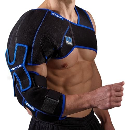 Shock Doctor ICE/Heat Recovery Compression Shoulder & Elbow Wrap Brace, Reusable Gel Ice Packs for Injuries, Hot Cold Therapy