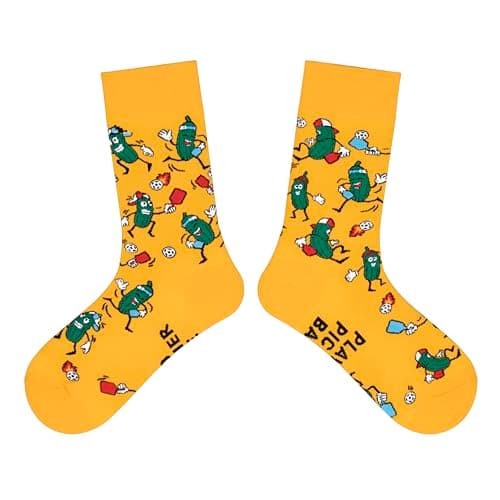 Funny Novelty Pickleball Socks for Adults - Pickle Ball Gifts Colorful Unisex Crew Length One Size Socks