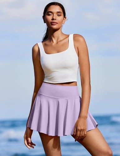 PINSPARK Womens Tennis Skirt Pleated Athletic Skirts with Pockets Shorts High Waisted Golf Skort for Workout Pickleball