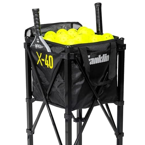 Franklin Sports Portable Pickleball Hopper + Carry Bag - (100) Ball Pickleball Caddy + Travel Basket with Wheels - Easy Storage + Transportation to Court - Easy Assembly + Durable Construction