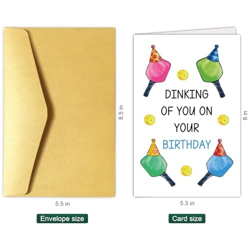 Chenive Funny Pickleball Birthday Card for Men Women, Hilarious Sport Themed Birthday Pun Card for Him Her, Dinking Of You On Your Birthday