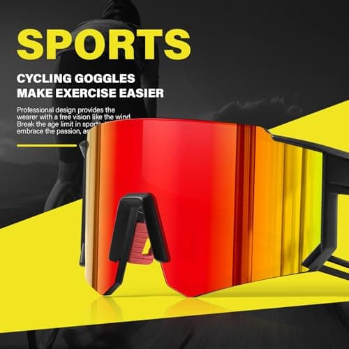 KUGUAOK Sports Polarized Sunglasses for Men Baseball Cycling Running UV Protection Sun Glasses Lightweight Big Frame Goggles