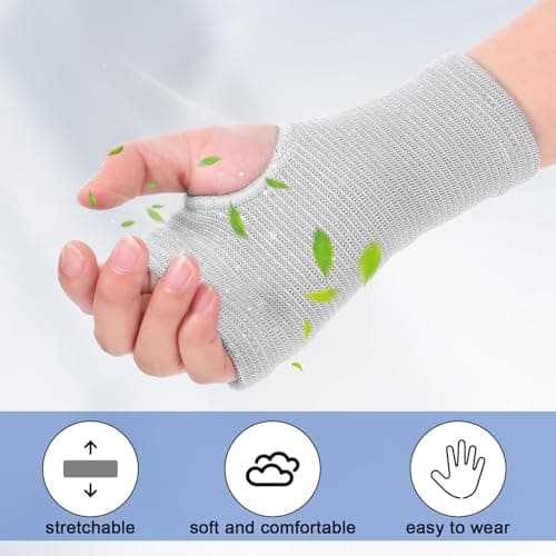 Lusofie 2 Pairs Wrist Sleeve Elastic Breathable Fingerless Gloves Compression Wrist Sleeve Suitable for Men and Women Fitness Sports Cycling(Black, Grey)