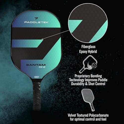 Paddletek Bantam TS-5 Pickleball Paddle | Professional Pickleball Paddles with Honeycomb Core, Textured Fiberglass Epoxy Hybrid Surface, Bantam PolyCore & High Tack Performance Grip | USAPA Approved