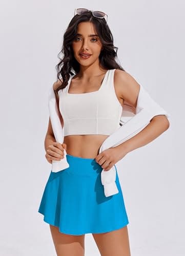 PINSPARK Tennis Skirts for Women Pleated Athletic Skort Lightweight Golf Skirts with Shorts Pocket Workout Pickleball