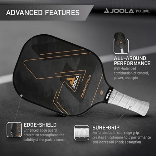 JOOLA Stratos or Essentials Pickleball Paddle – Reinforced Fiberglass Surface, Honeycomb Polypropylene Core, USAPA Approved, Durable & Beginner-Friendly Pickleball Racket with Comfortable Grip