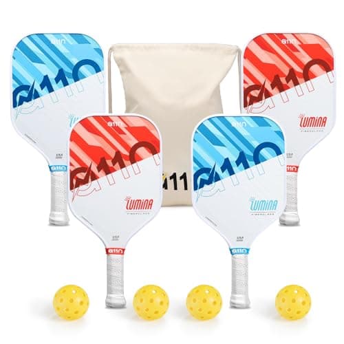 A11N Pickleball Paddles Set of 4 Fiberglass Surface Rackets with 4 Pickleball Balls and Pickleball Bag for Beginners - USAPA Approved