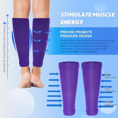 Geyoga 6 Pairs Calf Compression Sleeve for Men Women Football Leg Sleeve Elastic Calf Support Sock for Sports Cycling Running Basketball
