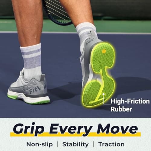 FitVille Wide Tennis Shoes for Men Pickleball Shoes Lightweight Breathable All Court Athletic Shoes with Arch Support & Wide Toe Box