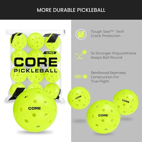CORE Pickleball Balls for Professionals and All Levels of Play - Set of 4-50 Balls with 40 Holes - Durable & Seamless Design - Premium Outdoor Pickleball Balls, Polypropylene - USA Pickleball Approved