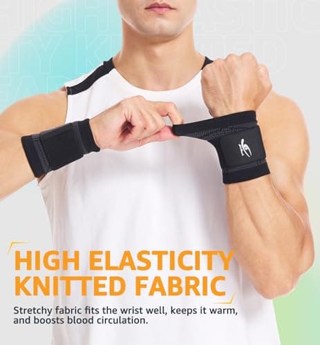 HiRui Wrist Brace/Wraps Wrist Compression Strap and Support for Work Fitness Weightlifting Sprains Tendonitis, Carpal Tunnel Arthritis, Pain Relief, Adjustable Wristbands 2 PACK (Black, M)