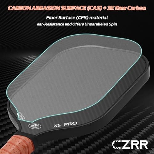 Pickleball Paddle, USA Pickleball Approved, 3K Raw Carbon Fiber Surface (CFS) High Grit & Spin, with 16MM Polypropylene Honeycomb Core, Ideal for Novice and Professional Players
