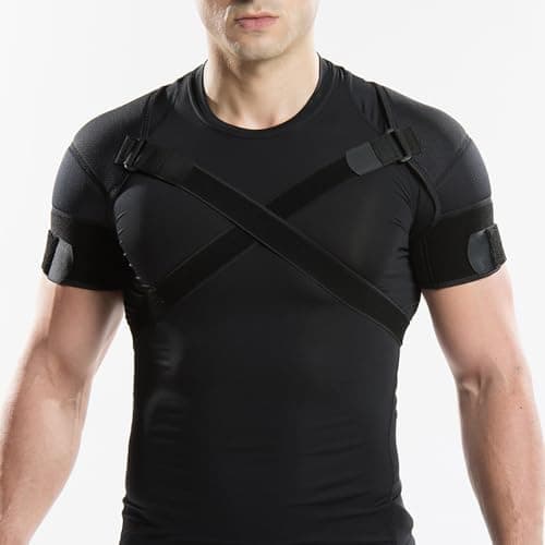 Kuangmi Double Shoulder Support Brace Strap Wrap Neoprene Protector,M