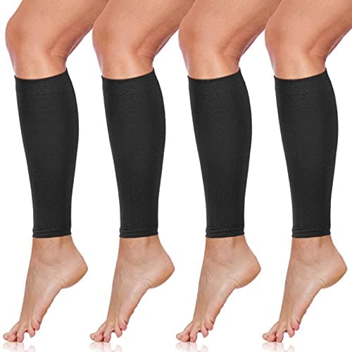 SATINIOR 4 Pairs Calf Compression Sleeve Leg Compression Sock Calf and Shin Support Relieve Calf Pain for Men Women Youth for Running, Cycling, Walking(Black,Small)