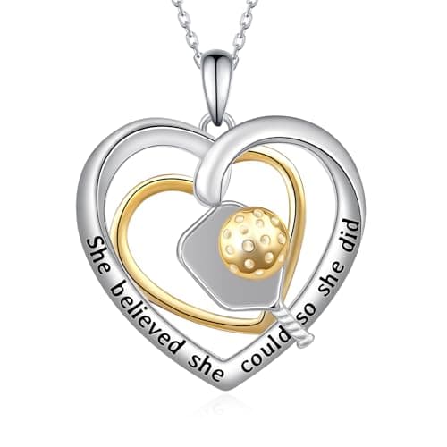 Baseball/Softball/Volleyball/Pickleball/Basketball/Football/Soccer Pendant Necklace 925 Sterling Silver Sport Jewelry Gifts for Women