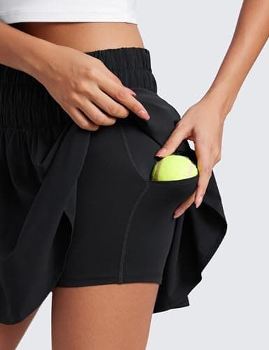 CRZ YOGA High Waisted Flowy Tennis Skirts for Women Pleated Casual Golf Athletic Pickleball Skorts with Shorts Pockets