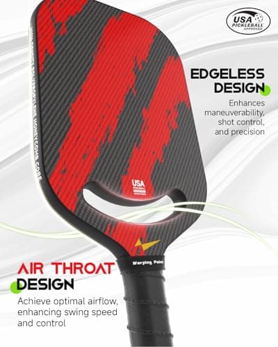 Warping Point Ascent Pickleball Paddles| Carbon Fiber Pickleball Racket with Aero Throat | Textured Grit Surface | Hexa Polymer Core | Designed for Swing Speed and Maneuverability