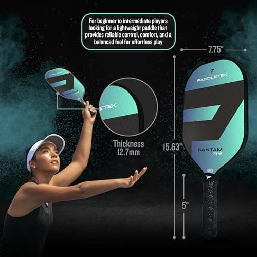 Paddletek Bantam TS-5 Pickleball Paddle | Professional Pickleball Paddles with Honeycomb Core, Textured Fiberglass Epoxy Hybrid Surface, Bantam PolyCore & High Tack Performance Grip | USAPA Approved