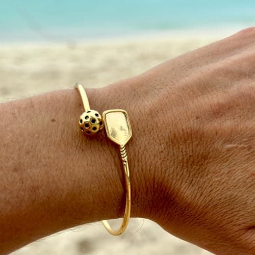 Sportybella Pickleball Bracelet - Women's Pickleball Paddle Cuff Bangle, Gift for Female Players