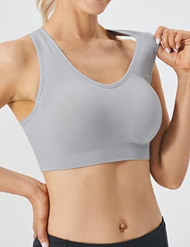 FITTIN Racerback Sports Bras for Women - Padded Seamless Support Bra for Yoga Gym Workout Fitness